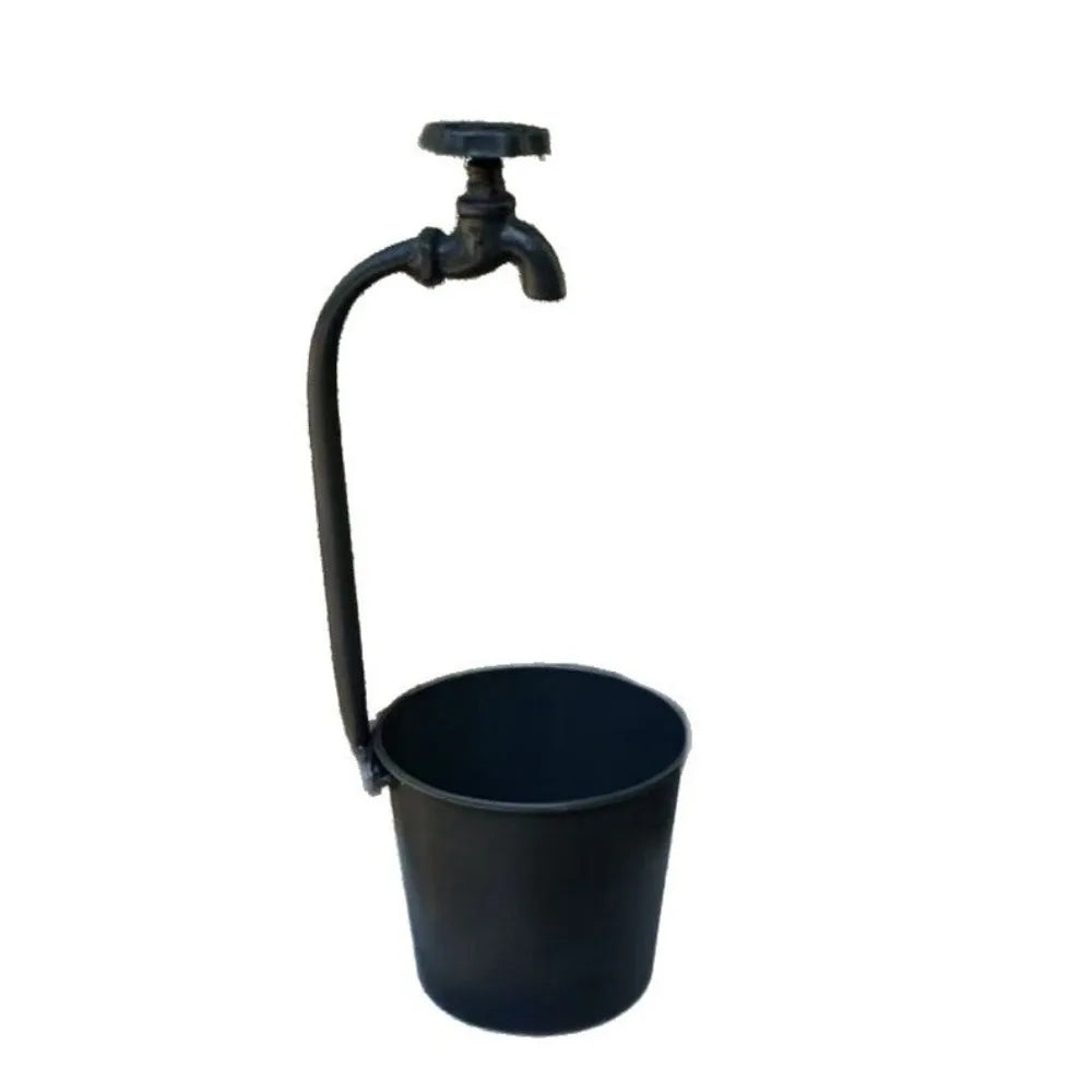 pots fleurs métal rustique noir blanc vert textures vieillies decoratifsextérieurintérieur
