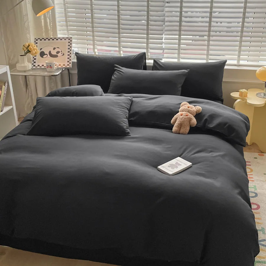 ensemble literie moderne pièces housse couette uni blanc polyester qualité 150x200cm 180x220cm 200x230cm 220x240cm