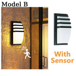 lampes murales led noir blanc géométrique ip66 moderne détecteur mouvement piro étanche