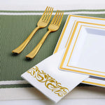serviettes papier blanc or motif doré bordure classique salle bain événement festive