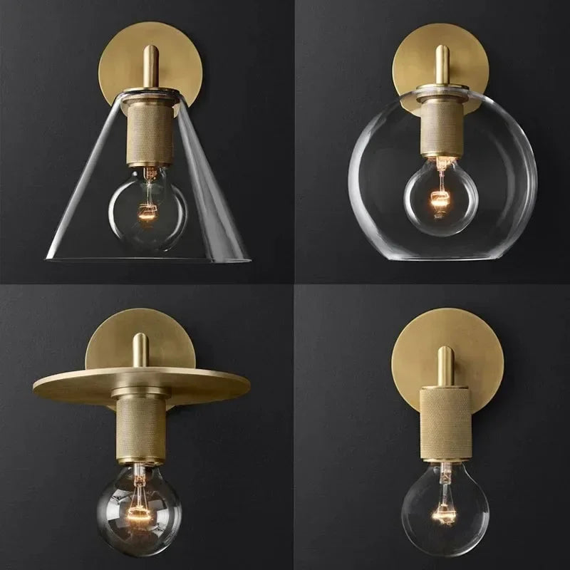 Lampe murale moderne or blanc transparent salle manger chambre coucher