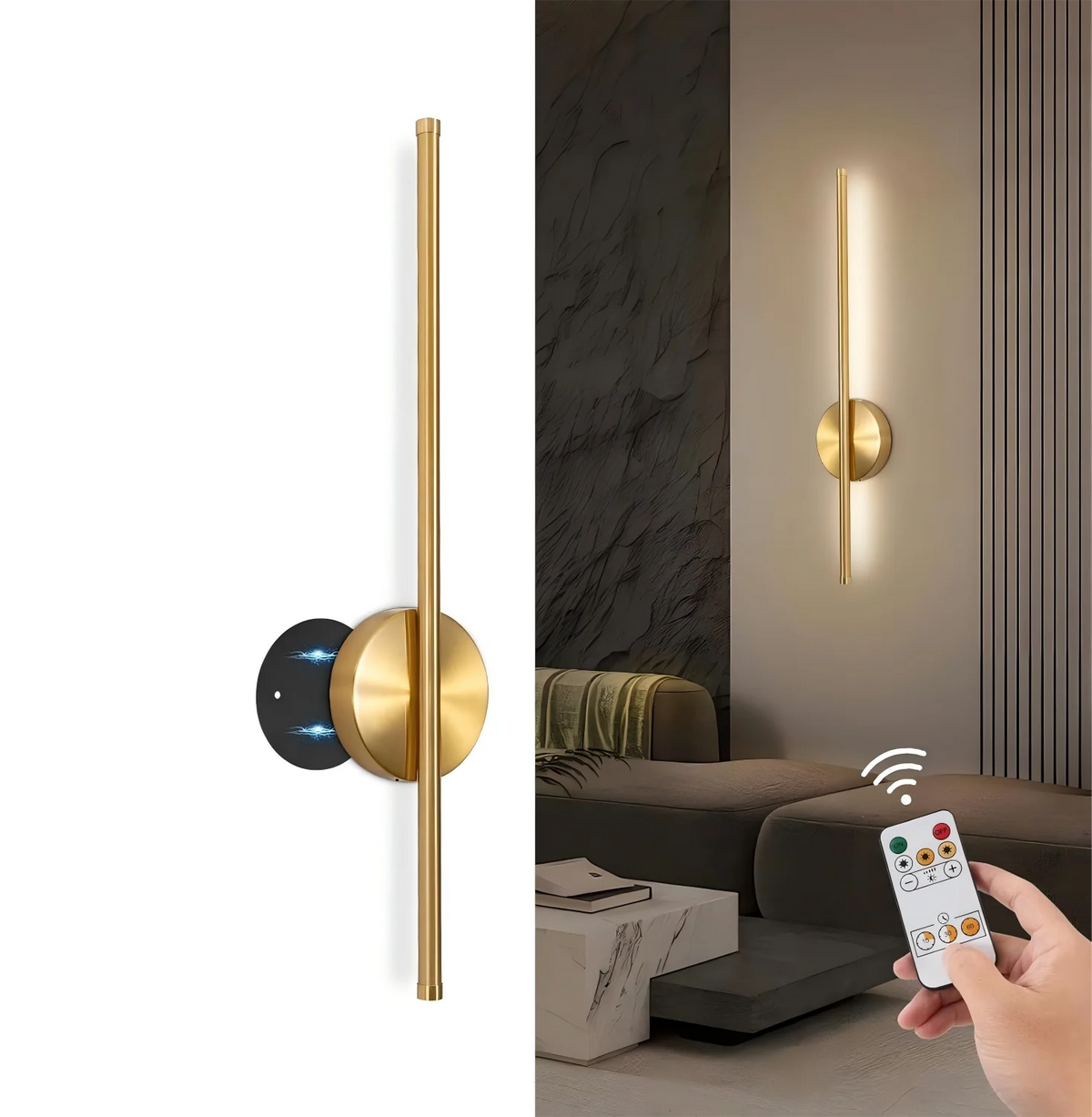 lampe murale or moderne rechargeable led télécommande réglable fixée adhésif flux lumineux élevé facile