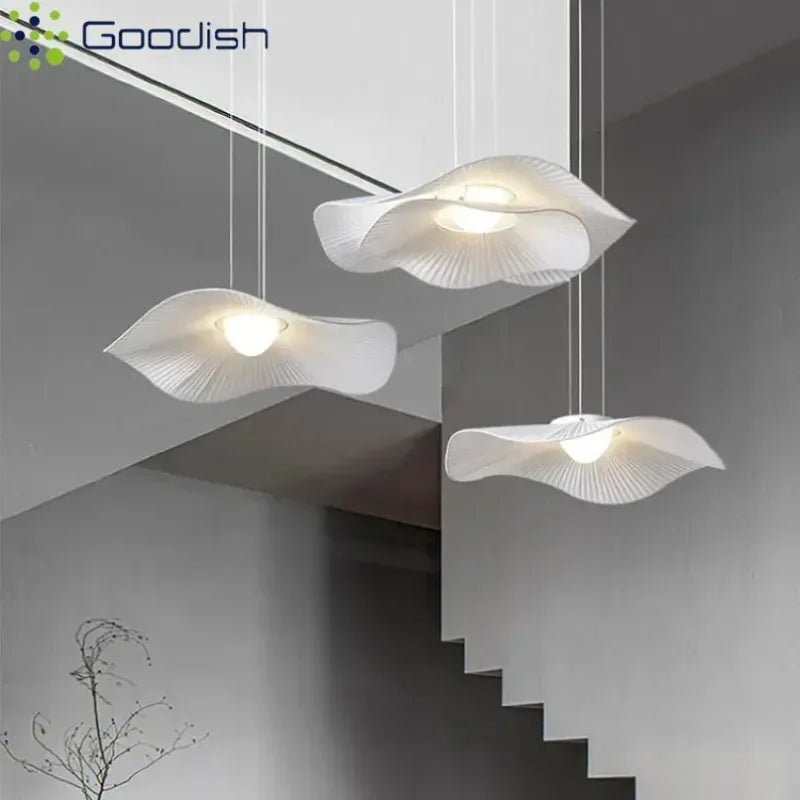 lampe suspendue moderne blanc texture tissu opaque salon chambrehôtel