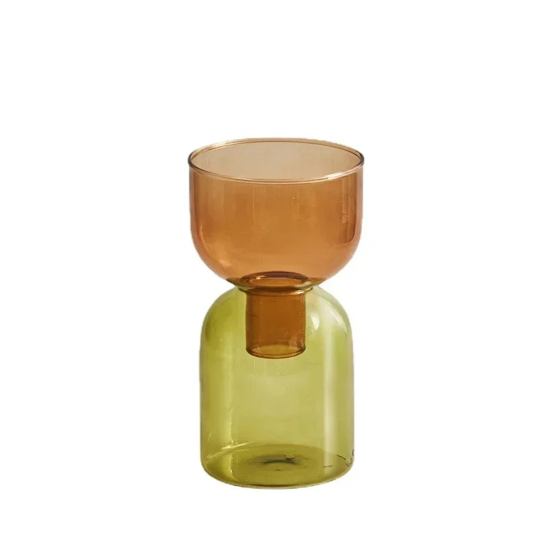vases modernes transparents vert jaune orange rose bleu violet set deux pièces