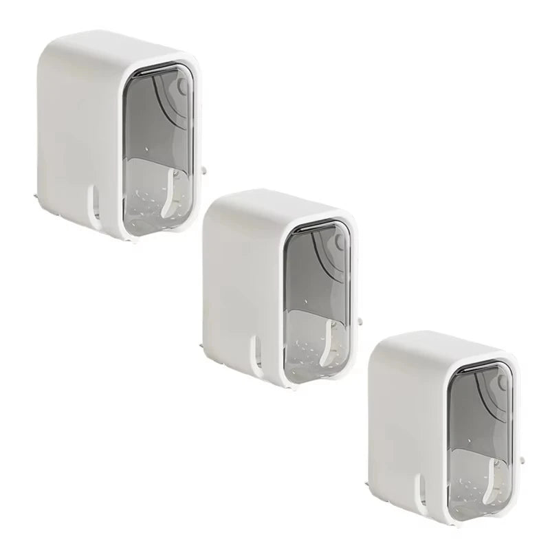 porte brosse dents transparent moderne adhésif sans perçage salle bain rangement anti poussière blanc