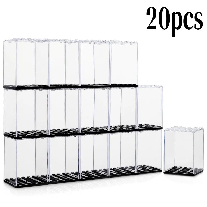 boîtes transparentes noires rangement figurines lego collection moderne minimaliste led 18+ plastique