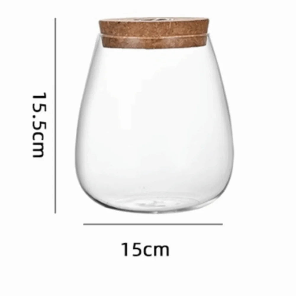 vase verre moderne transparent gravé couvercle liège opaque table