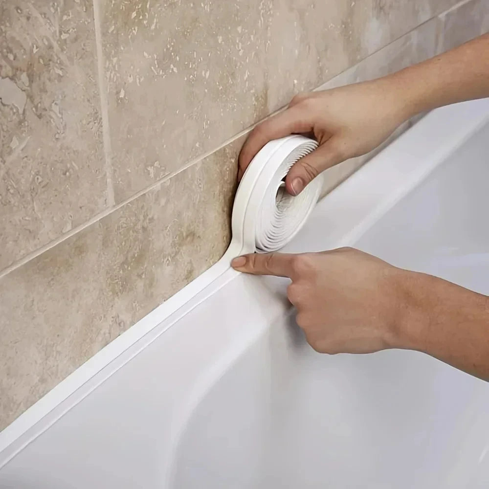 ruban adhésif autocollant blanc gris salle bains baignoire douche évier étanche pvc moderne 2.2cm