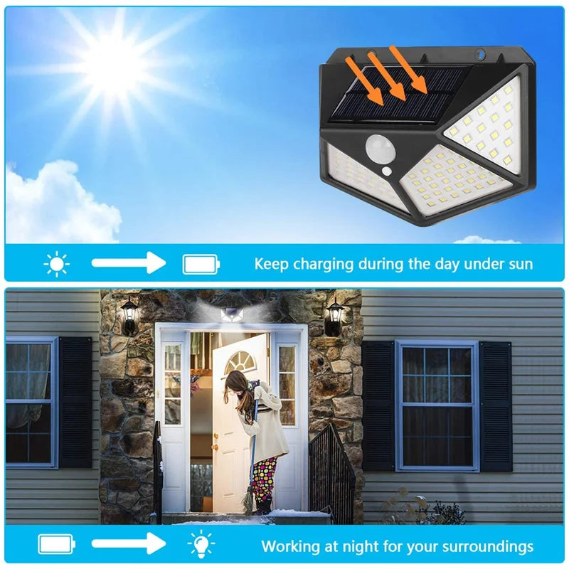 lampe murale solaire motion sensor led moderne extérieure ip65 garage jardin porte