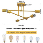 lampe moderne or structure métallique géométrique éclairage quotidien chambre cuisine salle manger entree