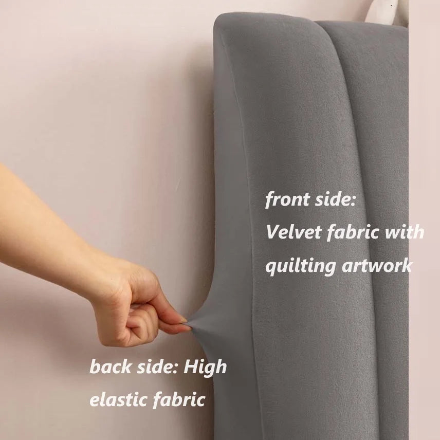 housse tête lit velours broderie moderne coussin sac rangement gris