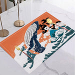 tapis table lin moderne motifs artistiques beige bleu orange noir jaune respectueux environnement 30x40cm
