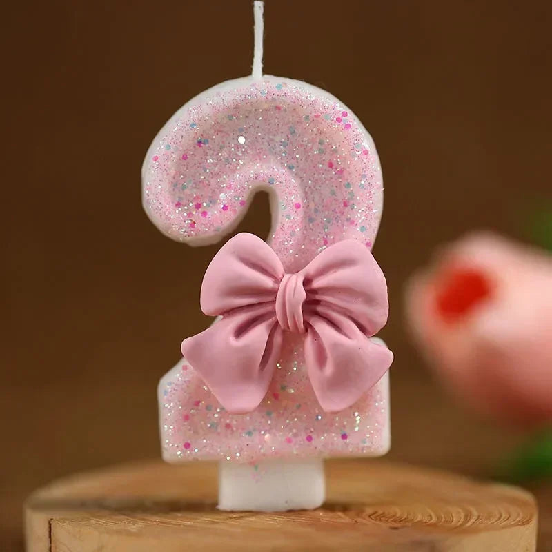 décoration anniversaire fille bougie chiffre rose pailletée brillante festive numérotée