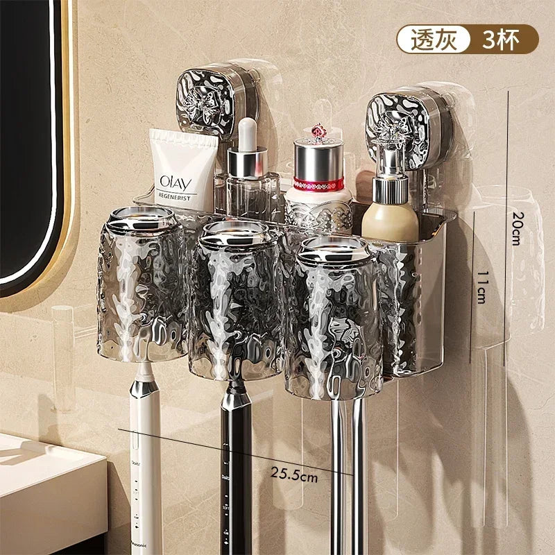 organisateur mural transparent texturé moderne porte bougies ventouse hygiénique salle bain rangement efficace simple