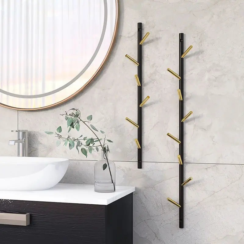 porte manteaux mural décoratif métal fer moderne noir blanc ornement vêtements salle bain minimaliste