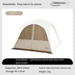 tente camping blanc gris marron imperméable moderne fixations calico protection connecteurs