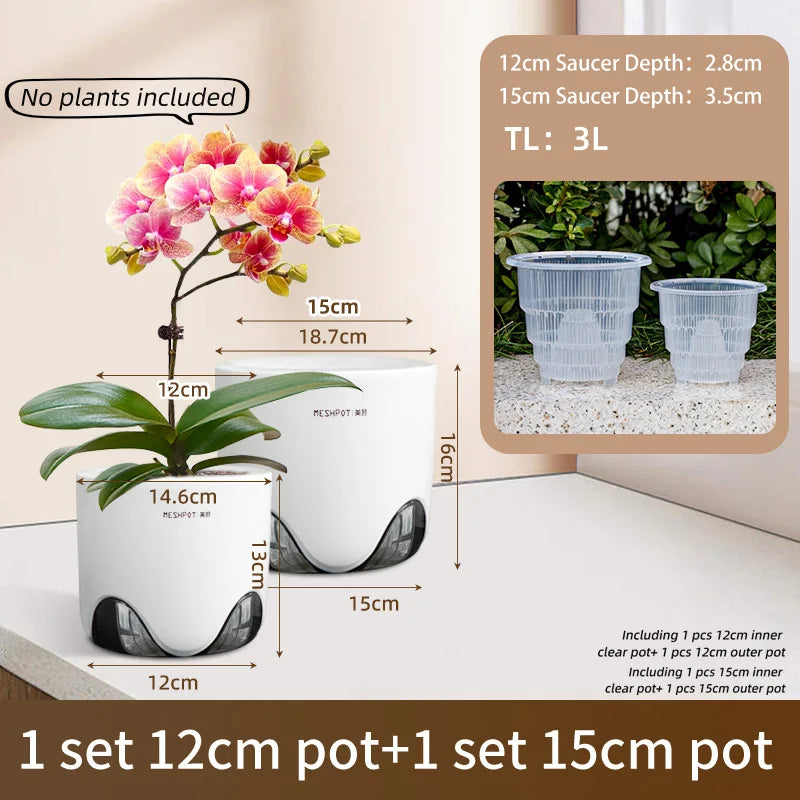 pots orchidées modernes blancs transparents 15cm 12cm 10cm aircone racines rebondissement