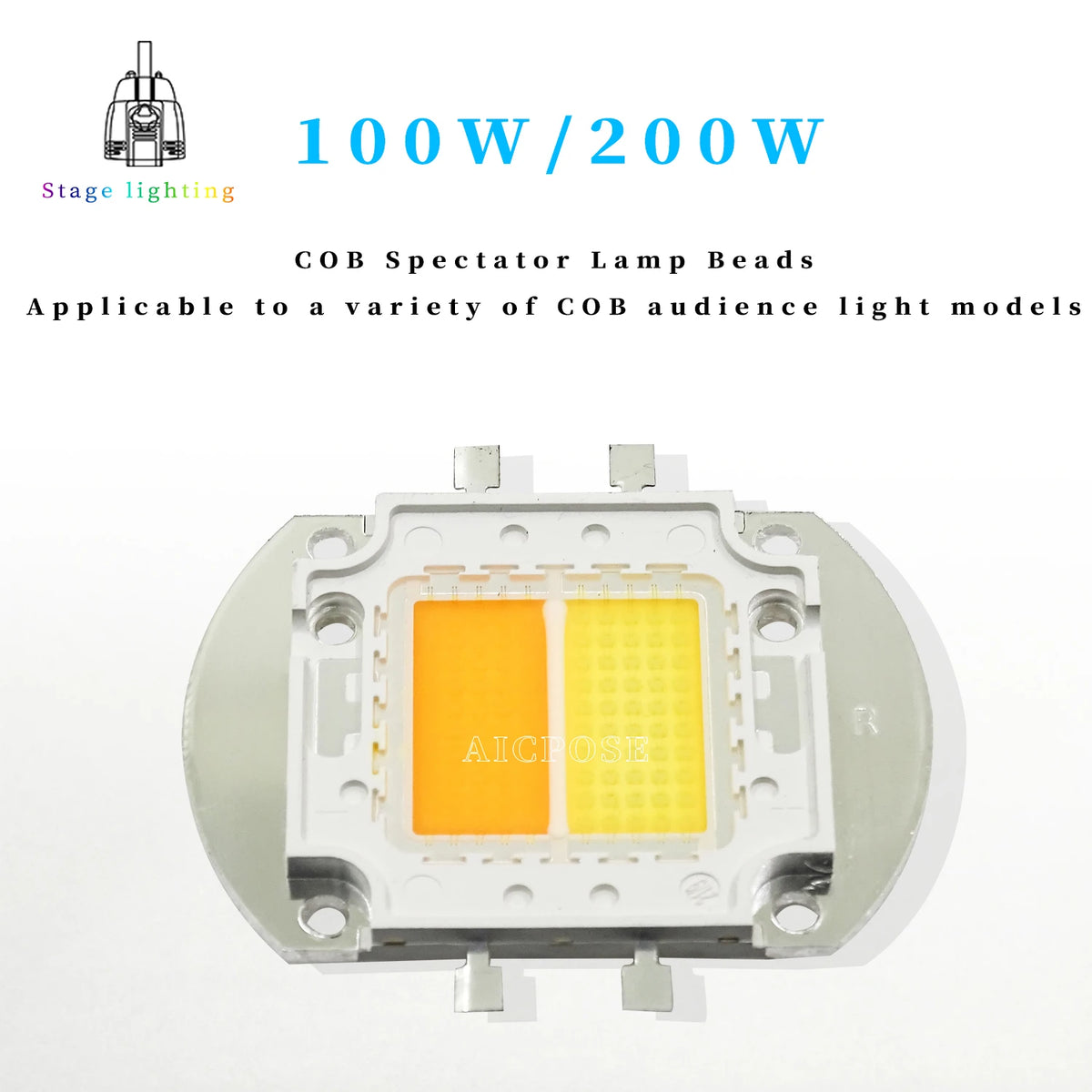 ampoule led cob 100w 200w blanc chaud froid grille led aluminium scène dj moderne