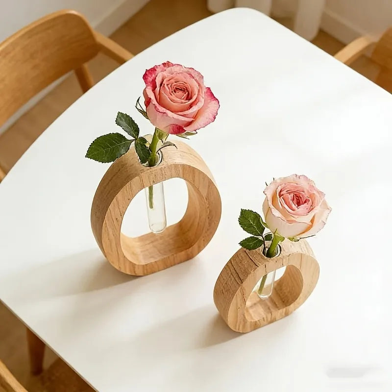 vases bois naturel verre transparent moderne minimaliste décoration maison