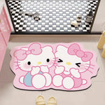 tapis salle bain antidérapant absorbant rapide dessin animé hello kitty motifs musicaux coeurs ours