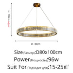 suspension lumineuse moderne or transparent cristaux led télécommande élégante salon chambre