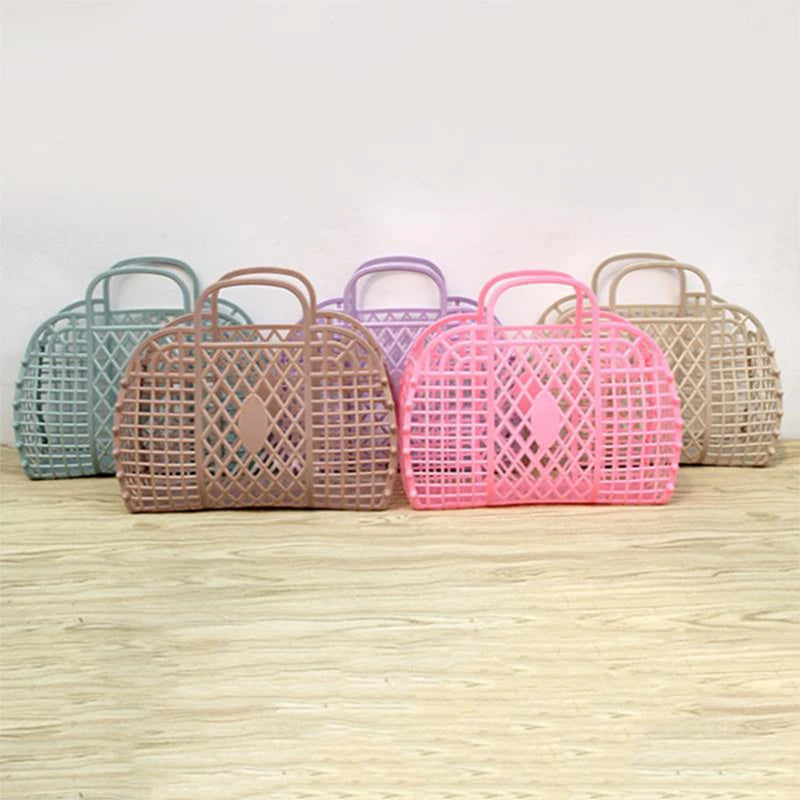 sac main vintage vert rose beige violet fileté poignées détachables rangement rétro opacité