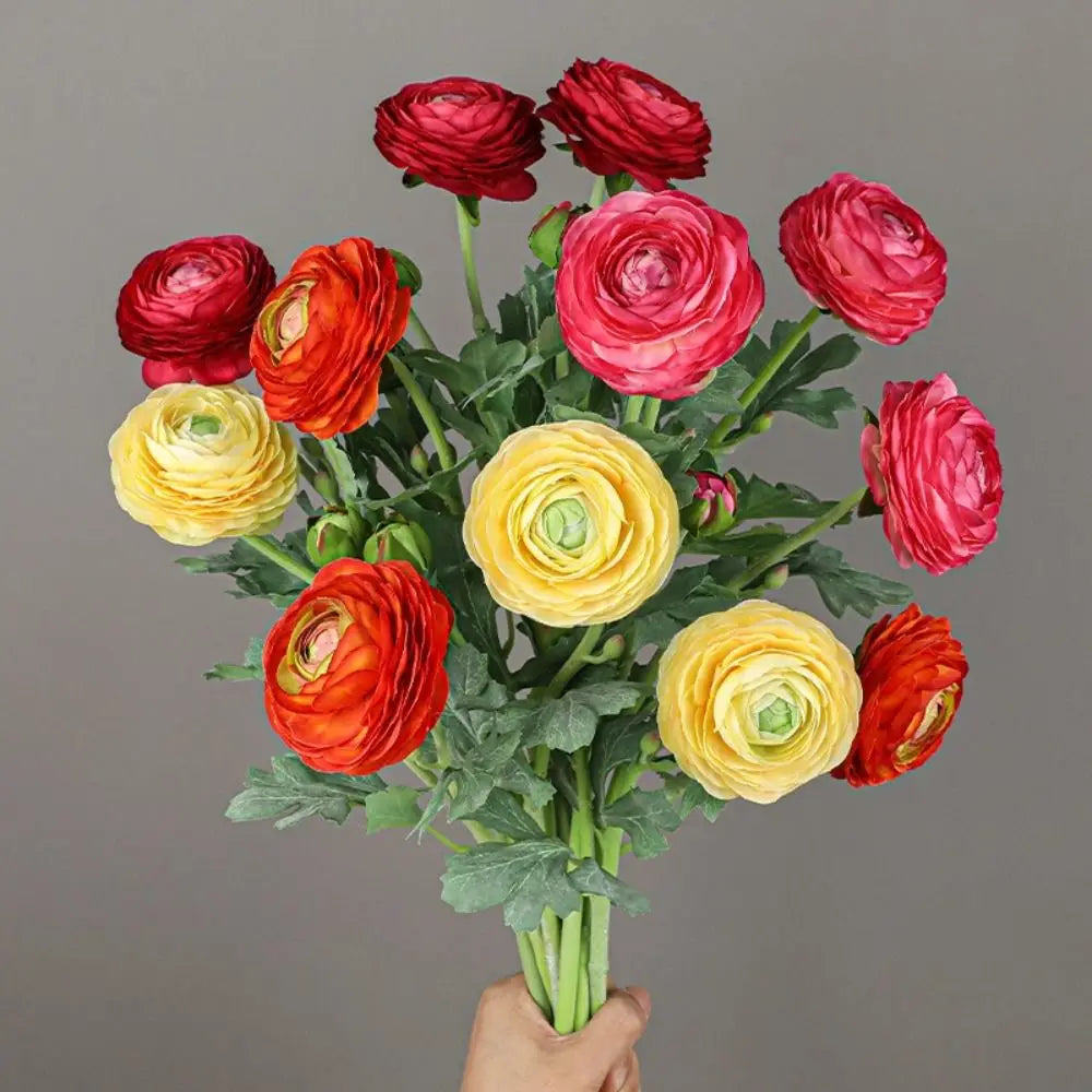 bouquet artificiel fleurs boutons blanc jaune orange rose rouge intérieur décoration maison