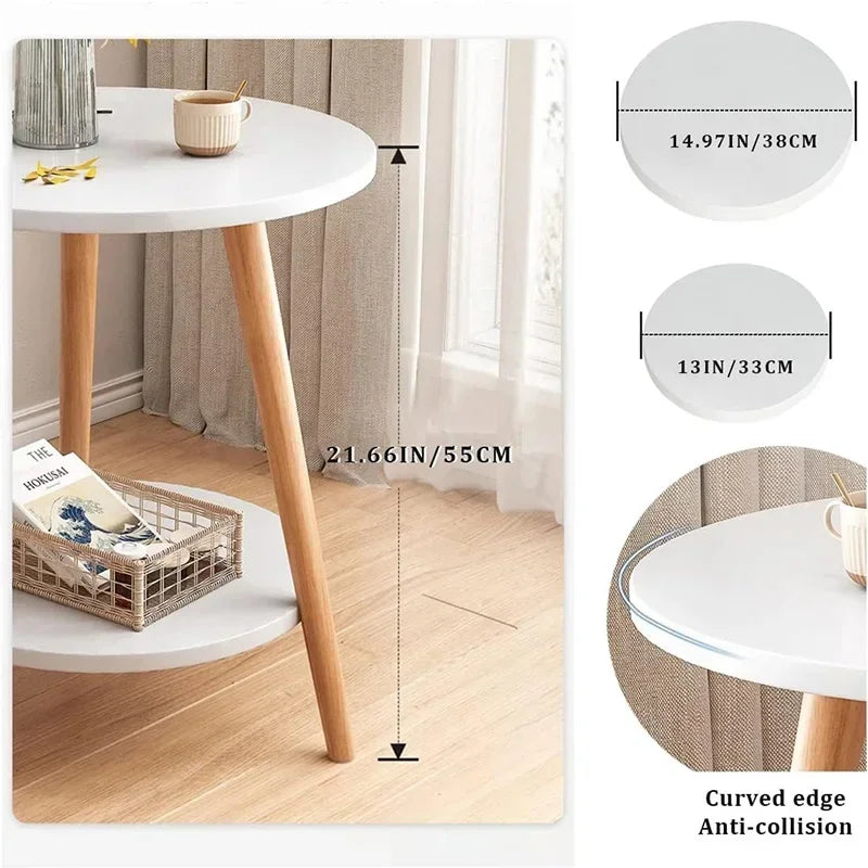 table ronde moderne étagère bois clair scandinave hauteur 55cm diamètre 38cm