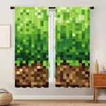 rideau pixelisé moderne vert marron 100 polyester opaque pièces tringle chambre