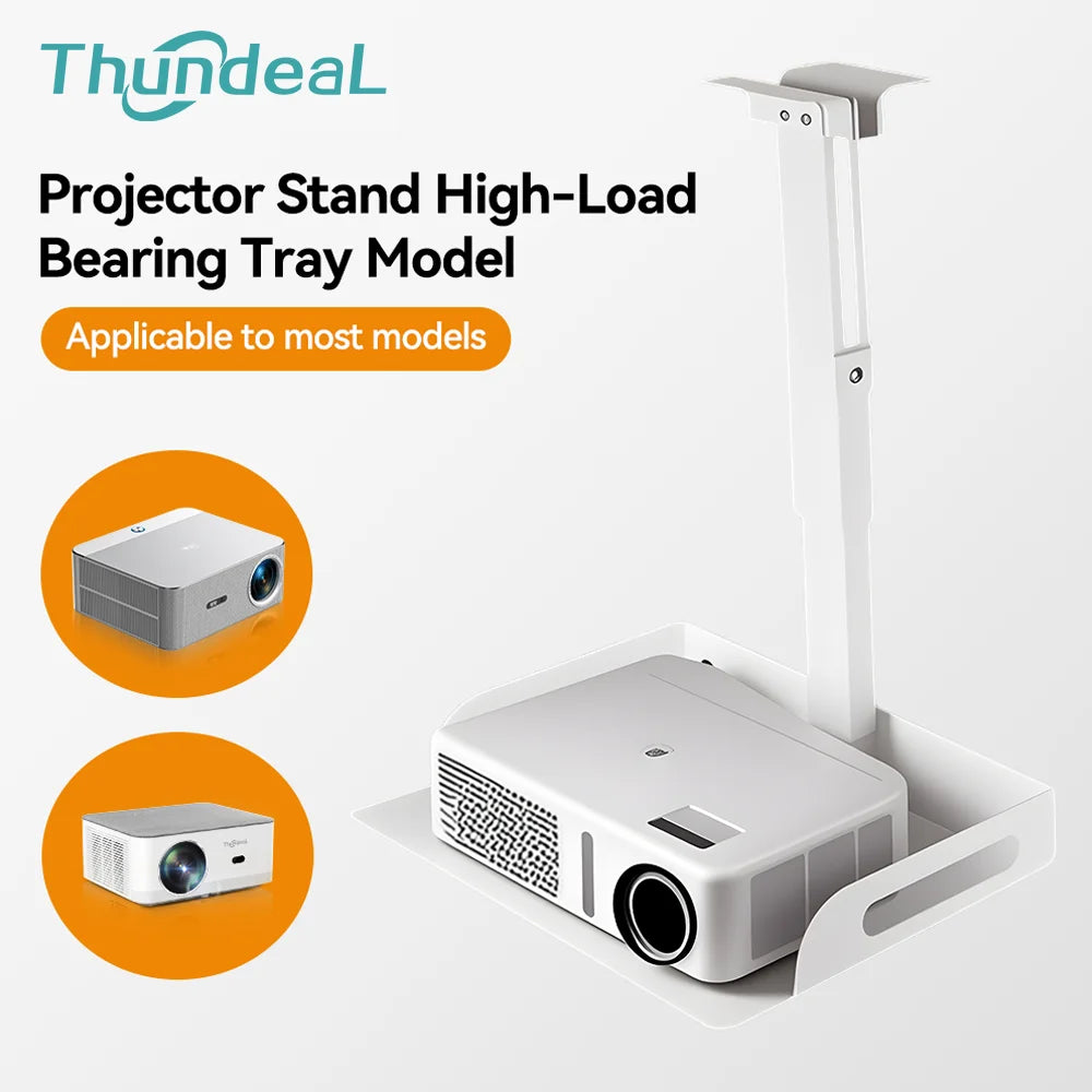 support projecteur blanc moderne fixé mur extensible plateau lisse hauteur ajustable fonctionnel chambre