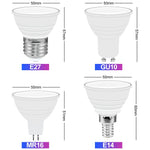 ampoule led e27 gu10 e14 rgb 15 couleurs réglables télécommande smart moderne blanc opacité