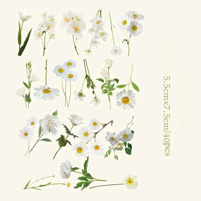 autocollants floraux vintage fleurs feuilles violettes jaunes vertes scrapbooking bricolage cartes journaux fournitures adhésives