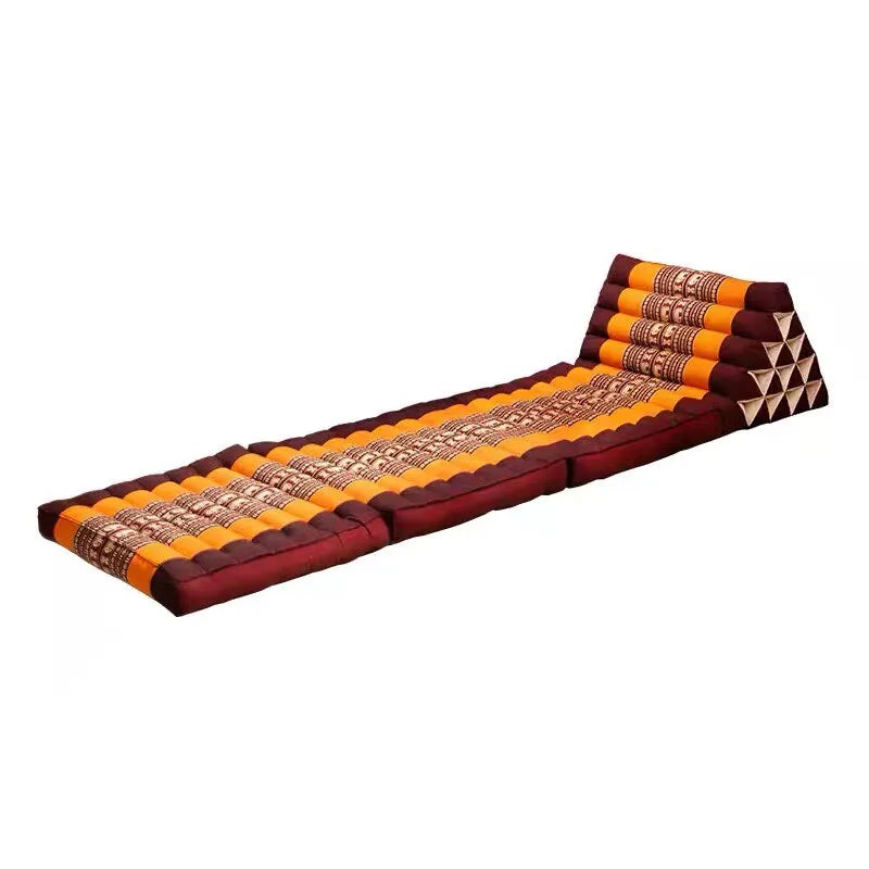 coussin pliable moderne rouge marron vert bleu rayures horizontales motifs géométriques asie sud est