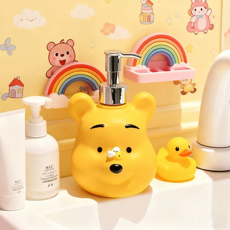 distributeur savon liquide winnie pooh résine jaune sourire abeille cartoon