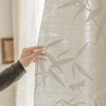 rideau blanc moderne motif feuilles bambou translucide salon chambre fenêtre maison luxe