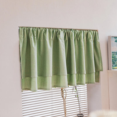 Rideau court en coton beige pour salle de bain, style ferme pastel