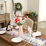 tableau chemin table imprimé floral lavande violet lilas vert blanc rustique décoration table extérieur