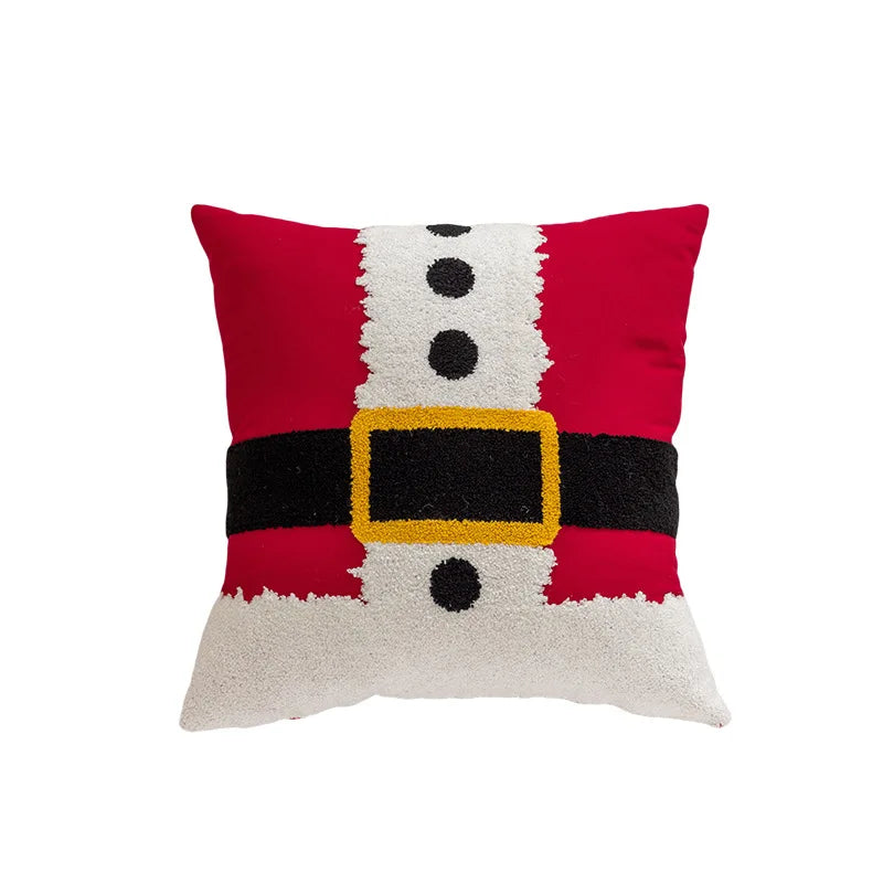 housse coussin noël brodée ho ho ho merry christmas rouge vert polyester coton respectueux