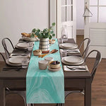 chimene table lin turquoise motifs marbre abstraits moderne élégants maison 100% lin 79x13inch
