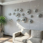 décoration murale moderne boules disco argentées miroirs mosaïque tailles différentes autocollantes scintillement