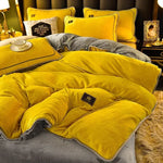 housse couette taies d'oreiller drap molleton velours doux moderne élégant beige violet jaune orange