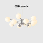 lampe suspendue moderne sphères translucides 95cm blanc chrome(touches on off)