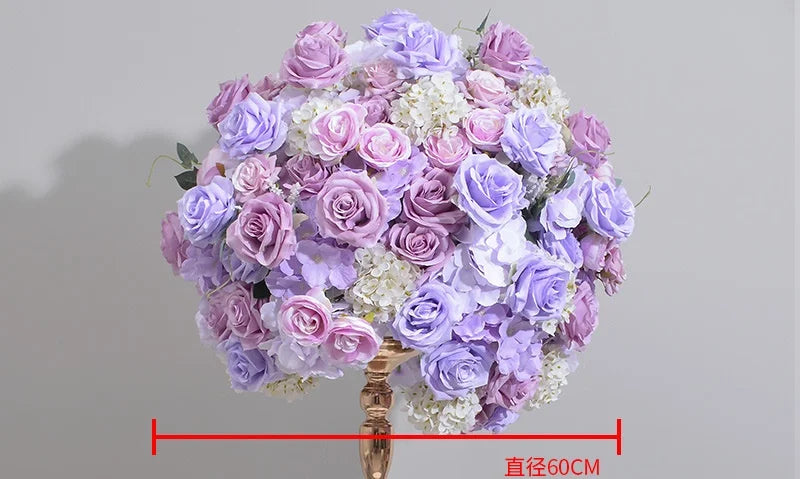 décoration mariage bouquet fleurs artificielles roses hortensias classique intérieur 60cm blanc violet