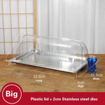bac alimentaire acier inoxydable couvercle transparent poignée buffet cuisine moderne