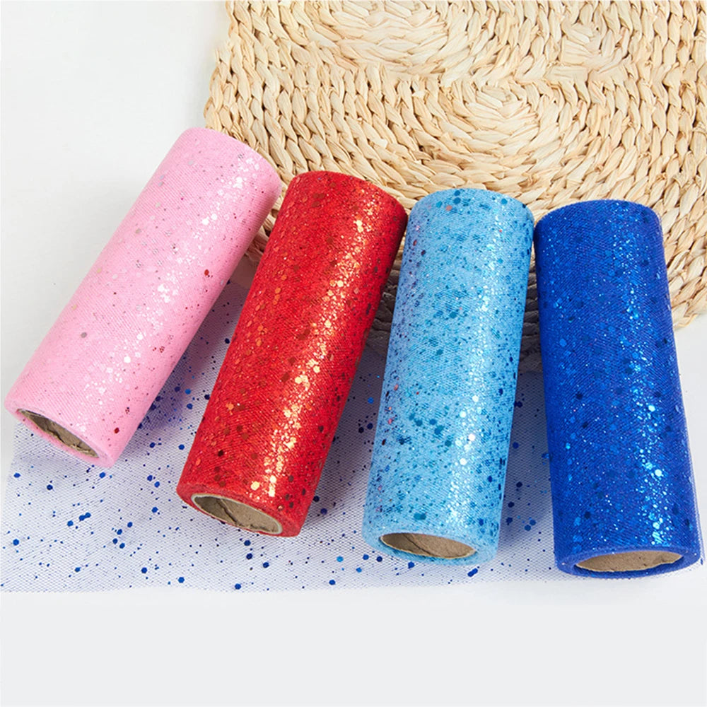 rubans tulle pailletés couleur bleu rose ornementaux mariage décoration événement festive opaques