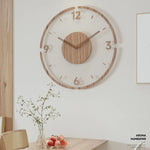horloge murale moderne aiguille quartz bois clair blanc doré minimaliste 30cm translucent