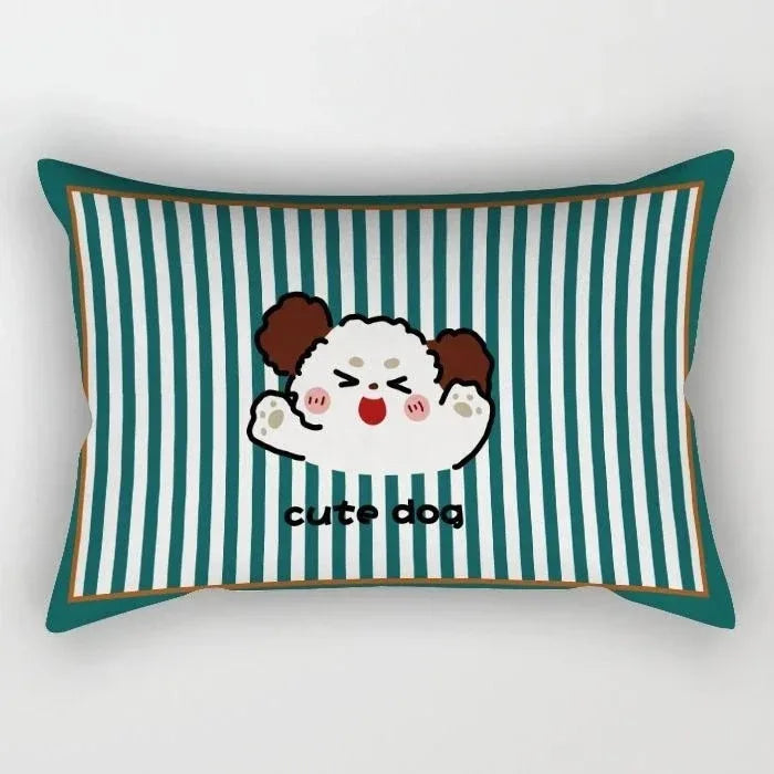 taies d'oreiller kawaii rayées chats chiens moderne enfants chambre decoration maison 30x50cm 40x60cm 50x70cm