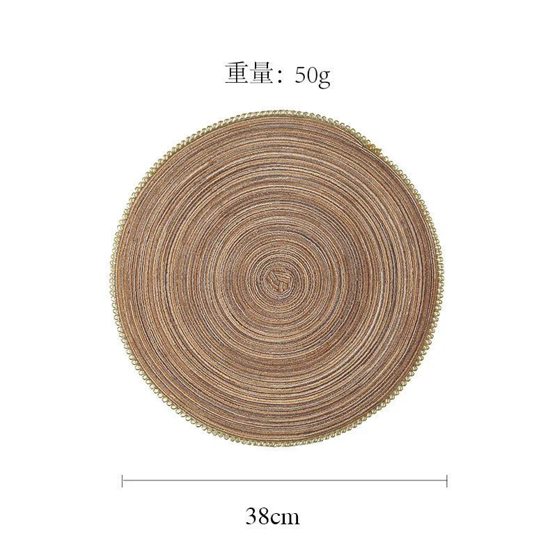 lot sets table ronds coton tressé vert gris beige motif spirale