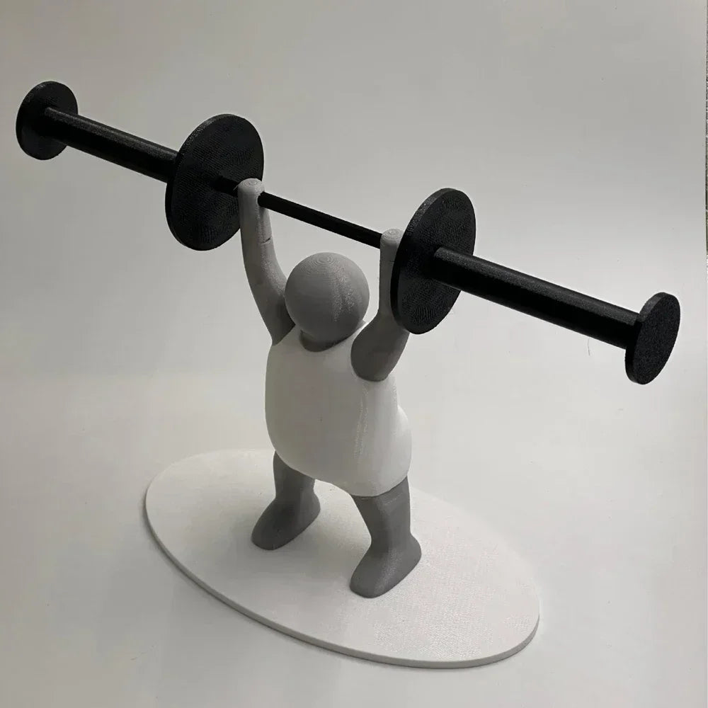 support papier toilette moderne figurine fitness blanc gris