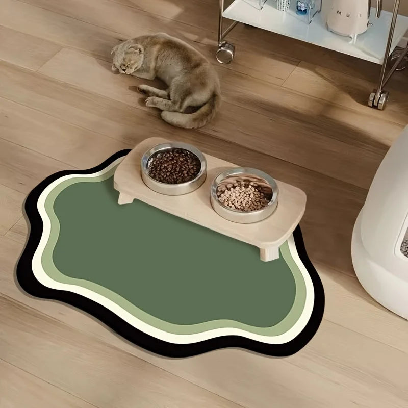 tapis alimentation animaux compagnie bleu violet vert petit chien moderne minimaliste boue diatomées deux